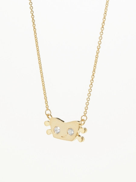 The Traveling Man Laughs - gold w/CZ stone